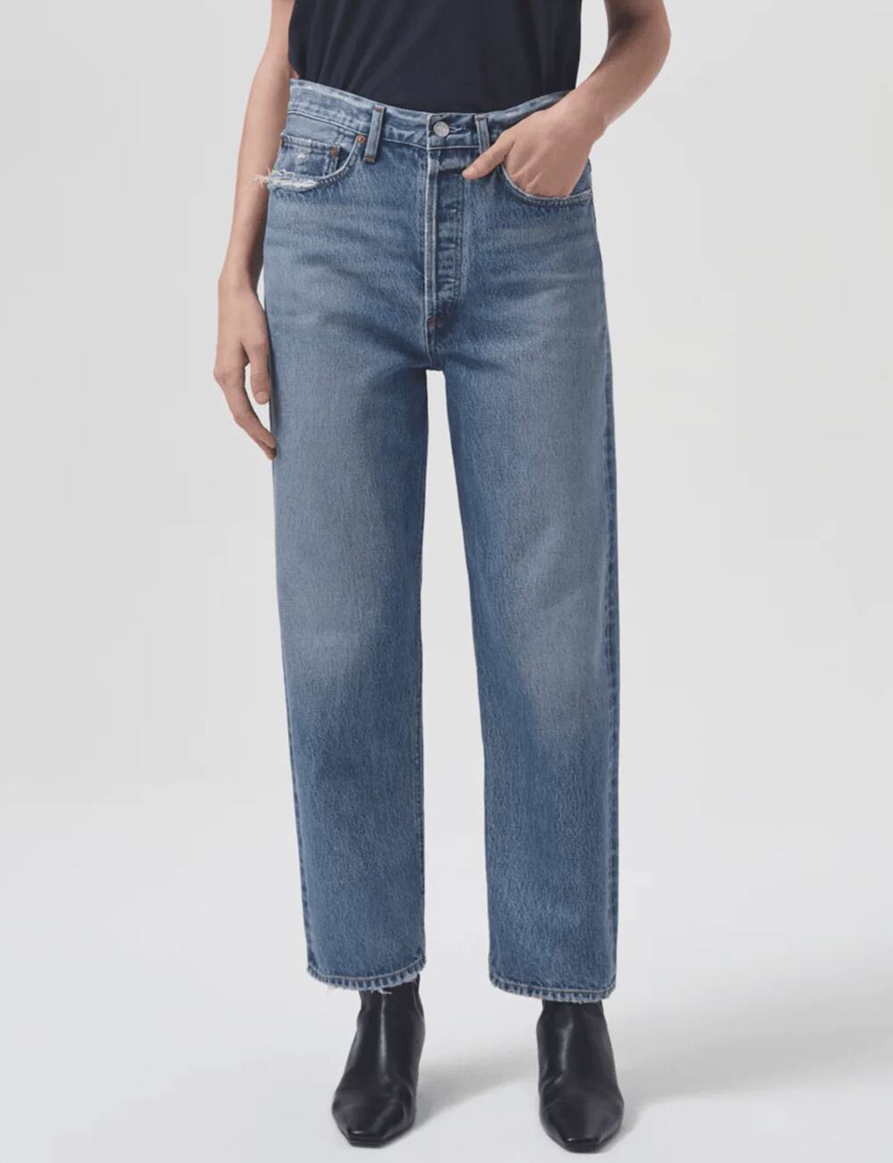 Agolde Jeans 29 90's Pinch Waist Hooked High Rise Straight Blue Loose Button Fly
